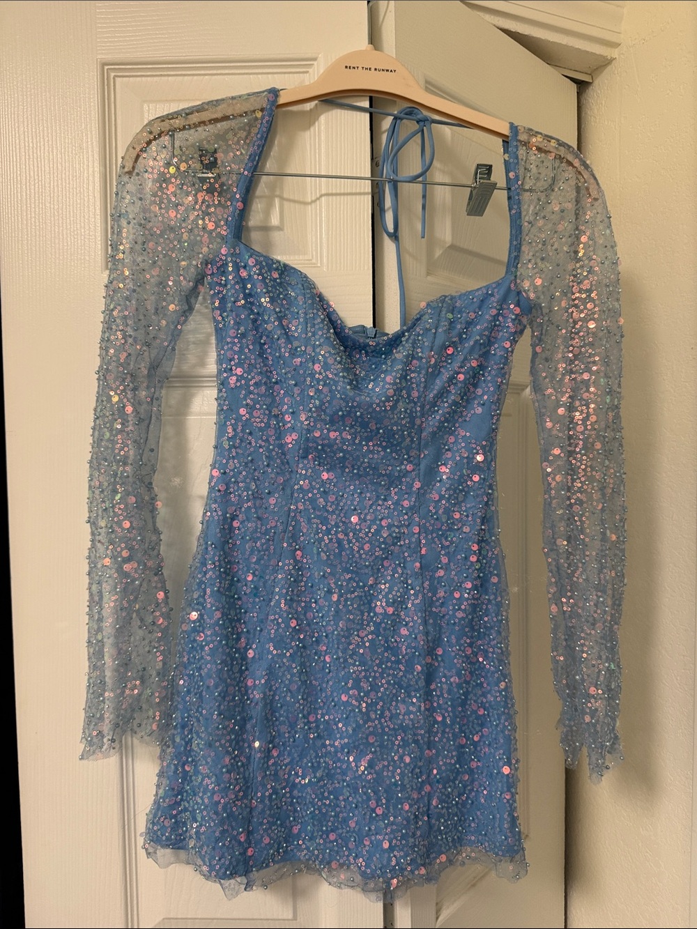 Lucy in the Sky Blue Sequin Mesh Mini Dress size small